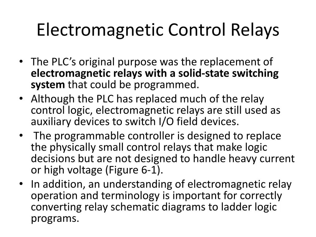 electromagnetic control relays