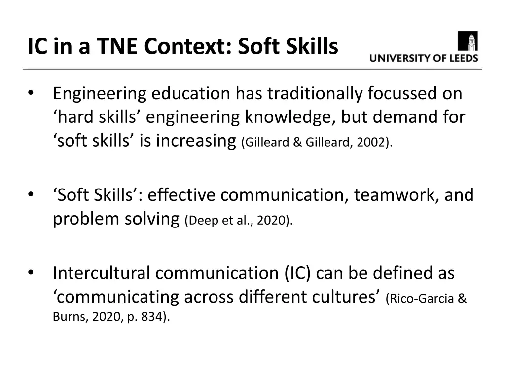 ic in a tne context soft skills