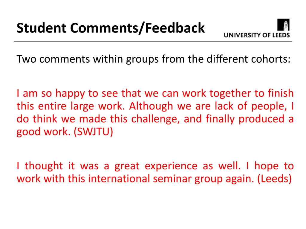 student comments feedback