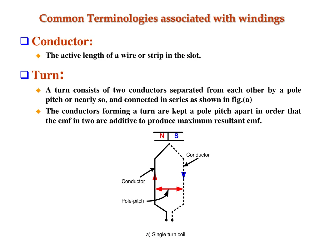 common terminologies associated with windings