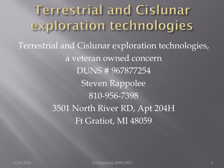 terrestrial and cislunar exploration technologies