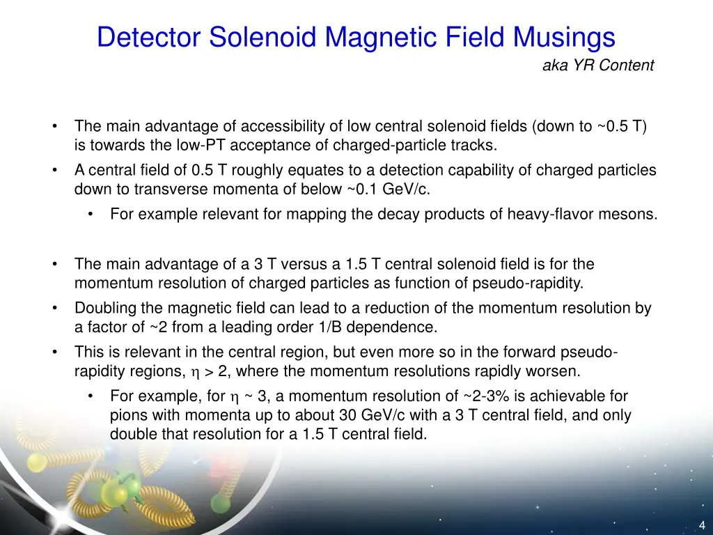 detector solenoid magnetic field musings