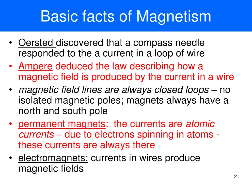 basic facts of magnetism