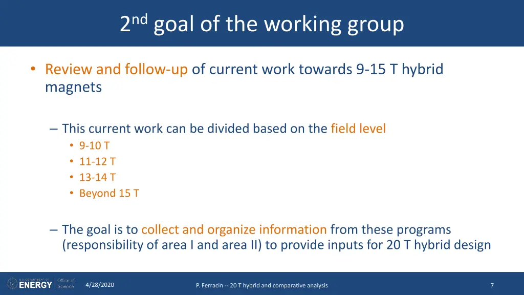 2 nd goal of the working group