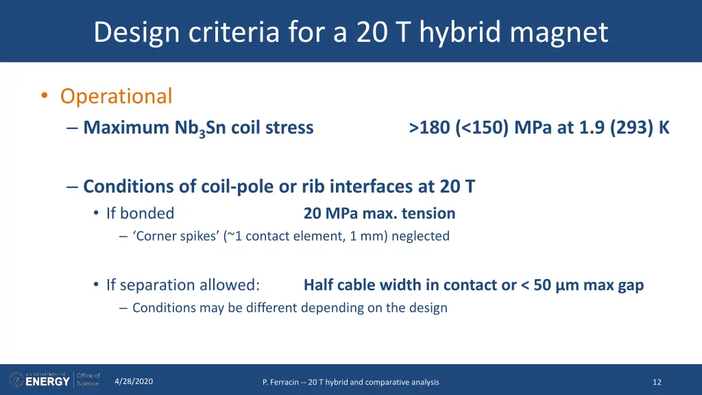 design criteria for a 20 t hybrid magnet 2