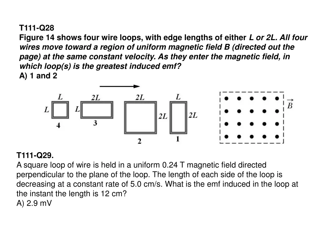 t111 q28 figure 14 shows four wire loops with