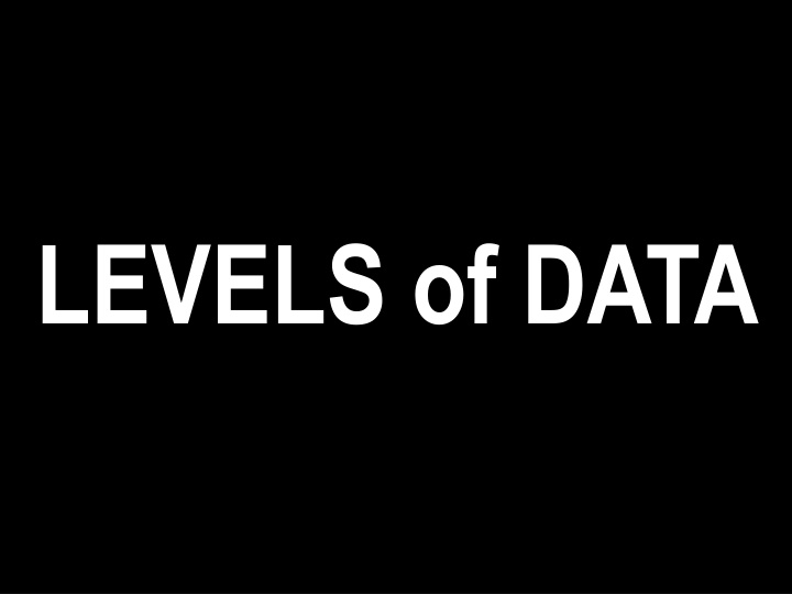 levels of data