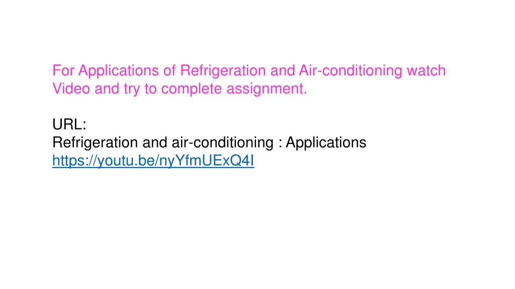 for applications of refrigeration