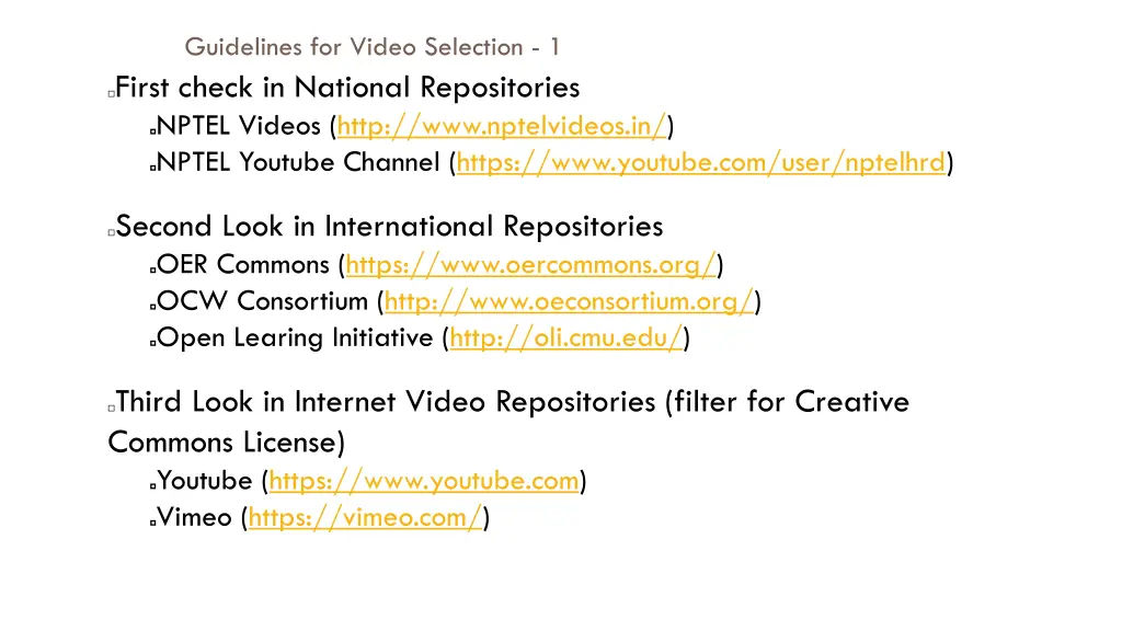 guidelines for video selection 1