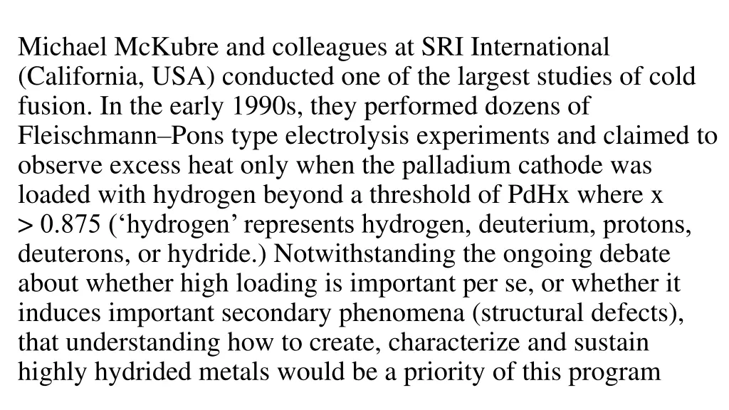 michael mckubre and colleagues