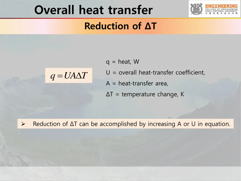 overall heat transfer reduction of t