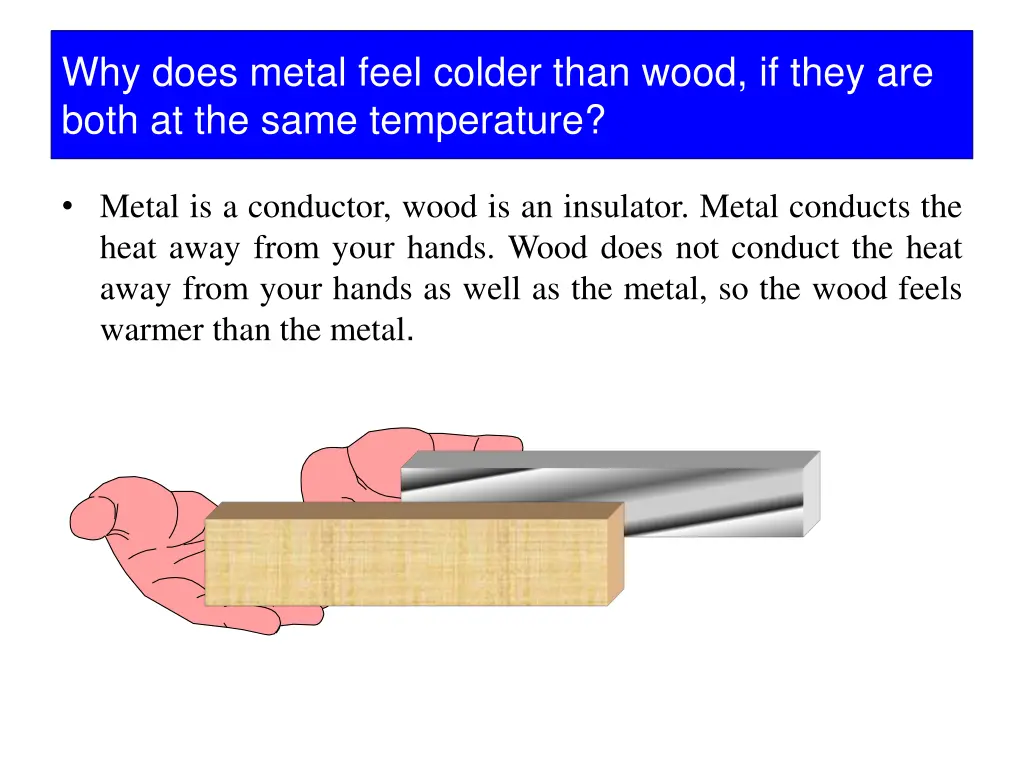 why does metal feel colder than wood if they