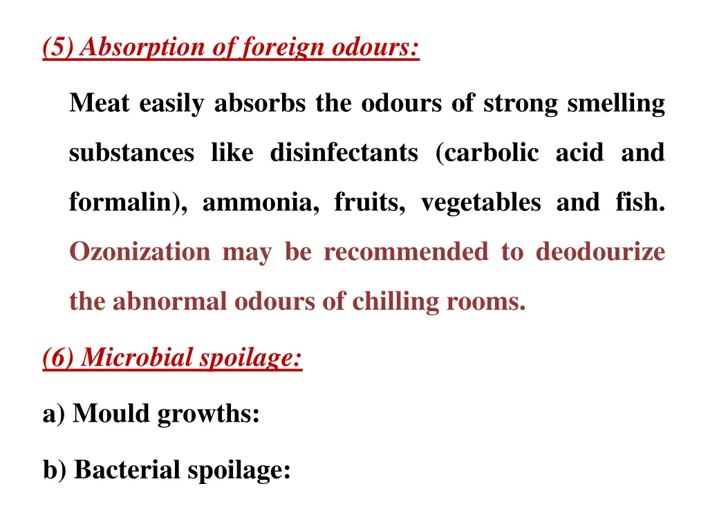 5 absorption of foreign odours