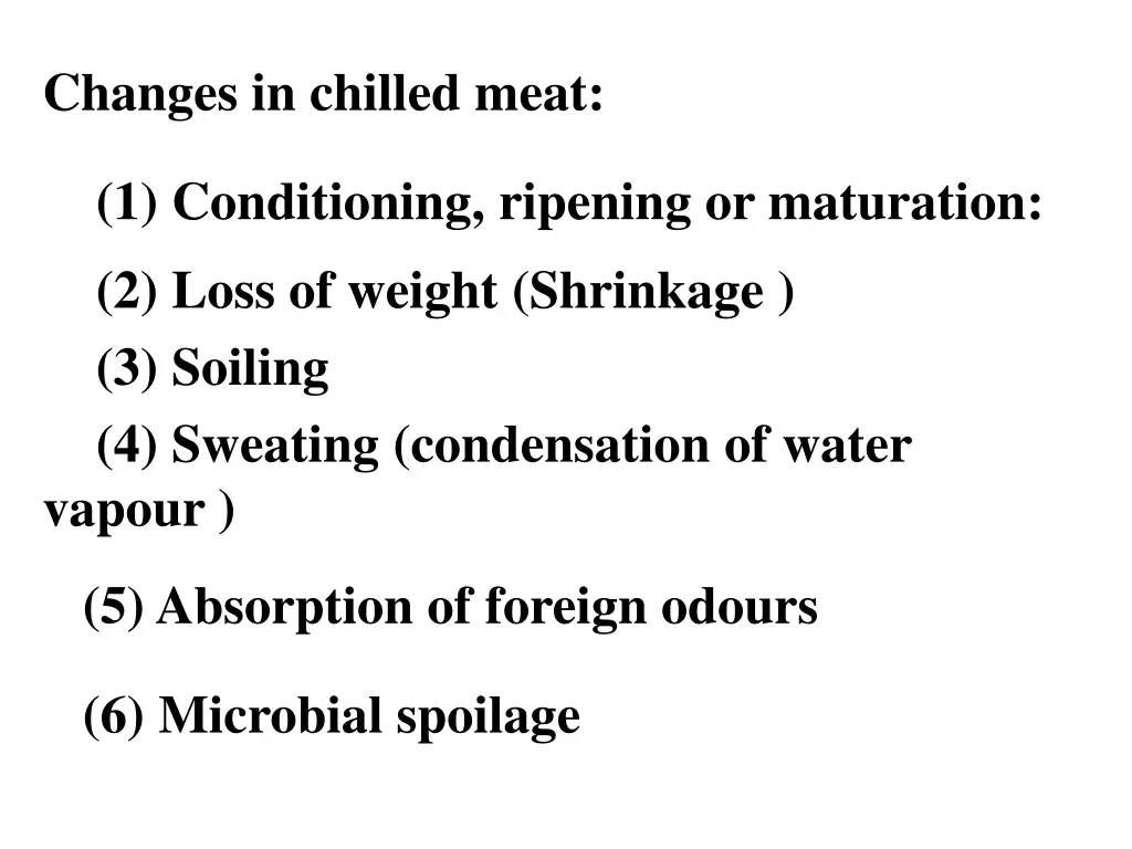 changes in chilled meat