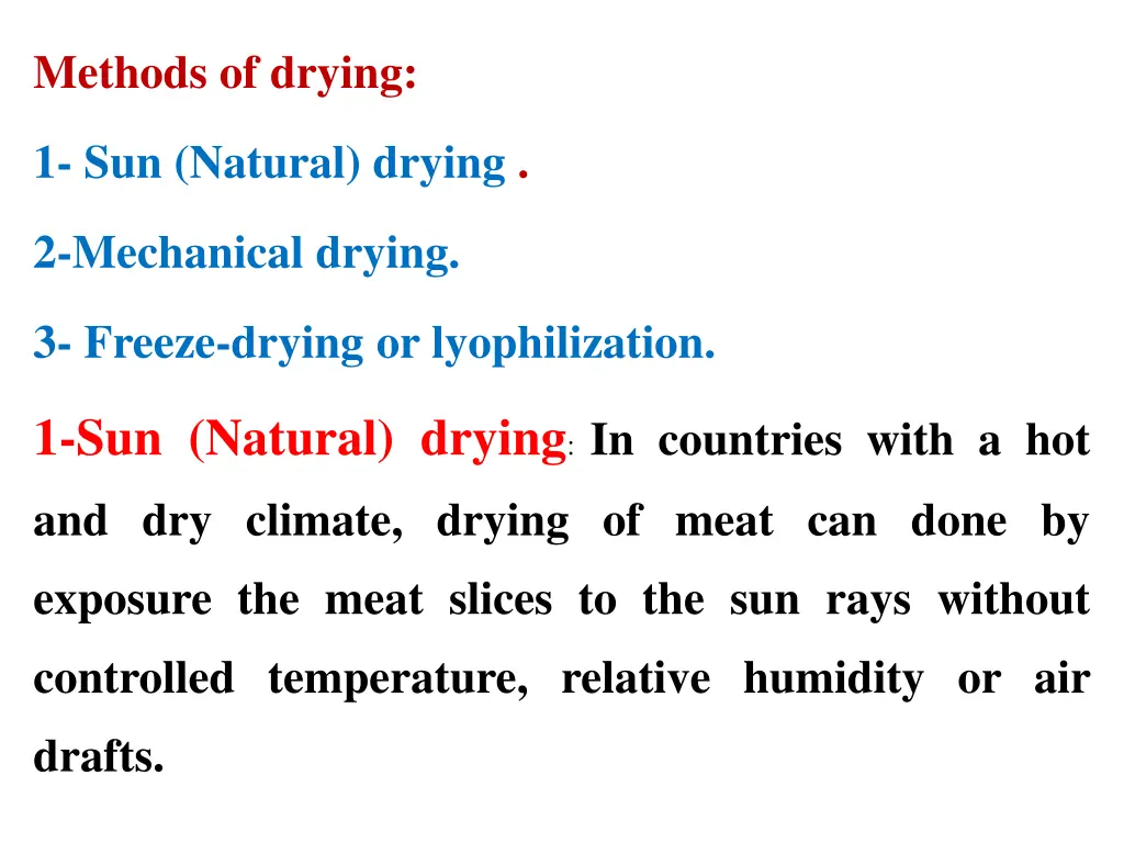 methods of drying