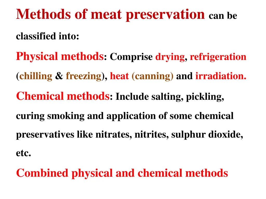 methods of meat preservation can be