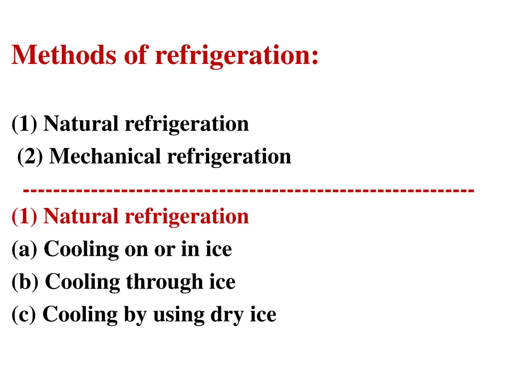 methods of refrigeration