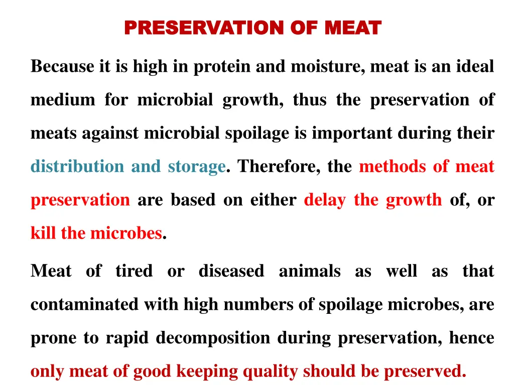 preservation of meat preservation of meat