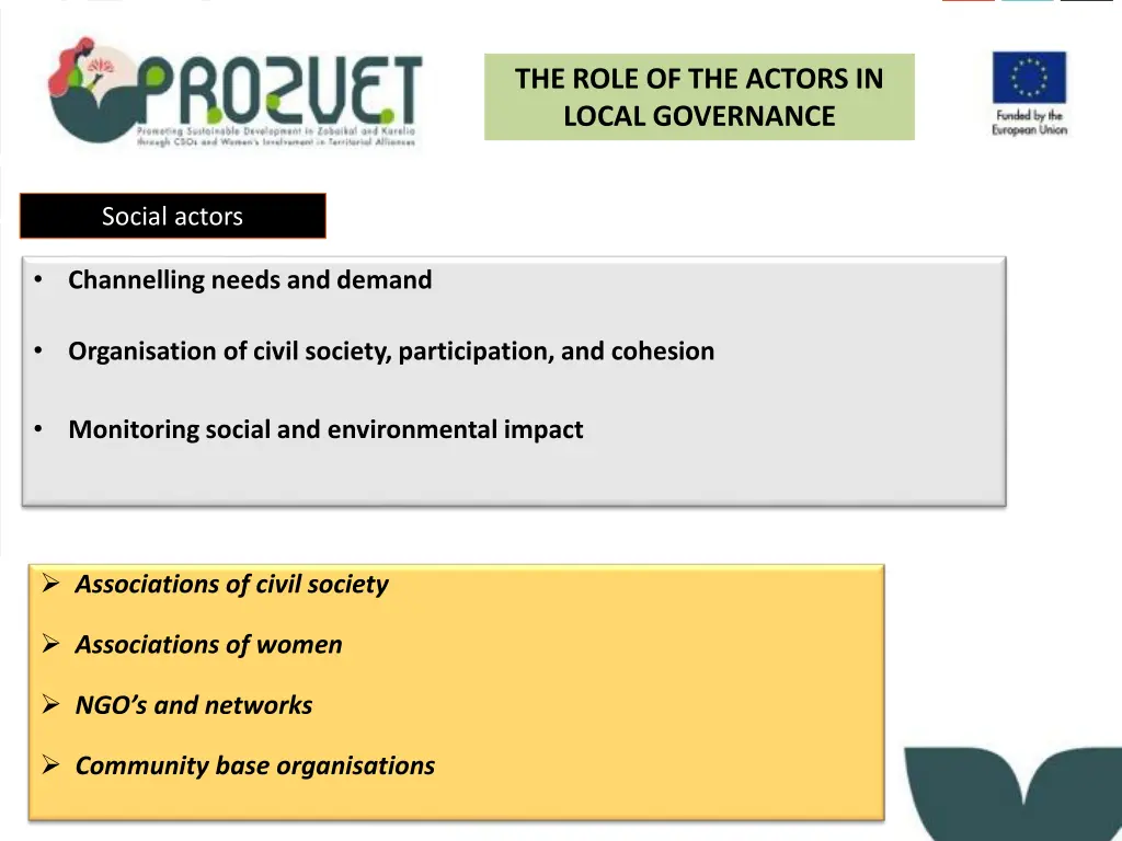 the role of the actors in local governance 2