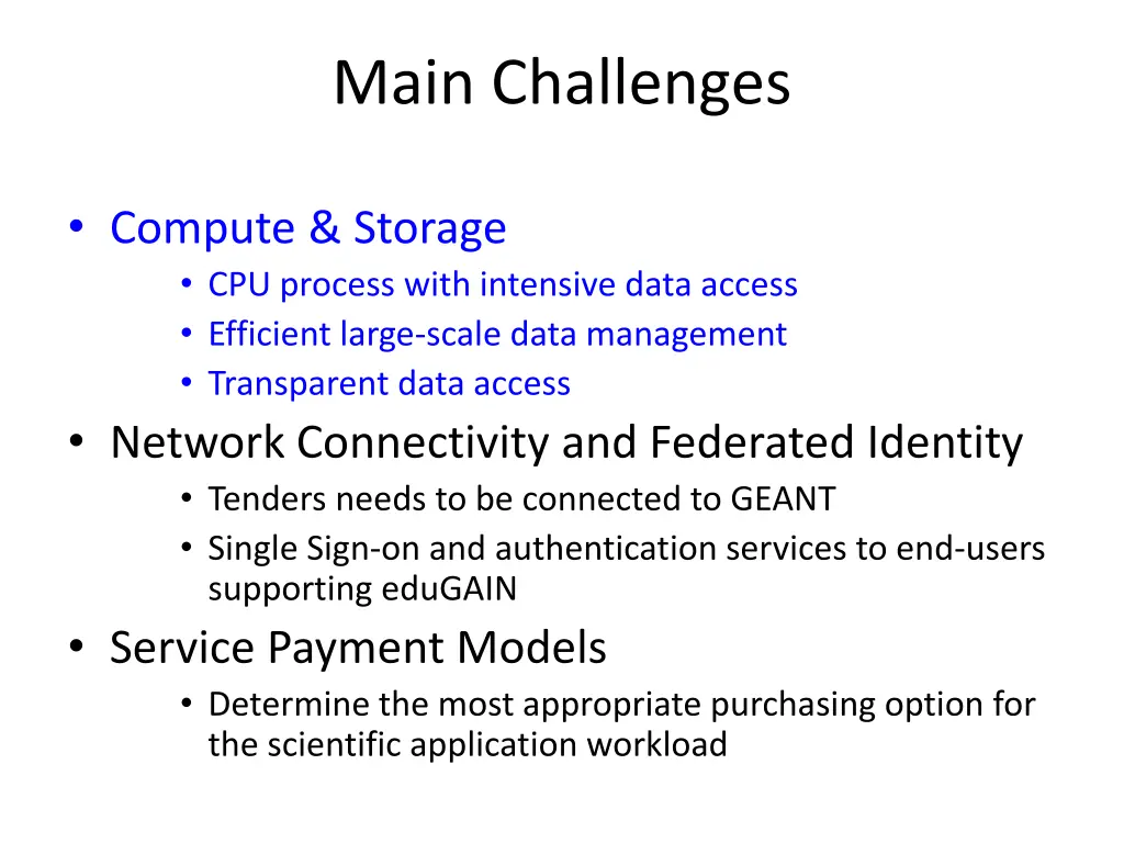 main challenges