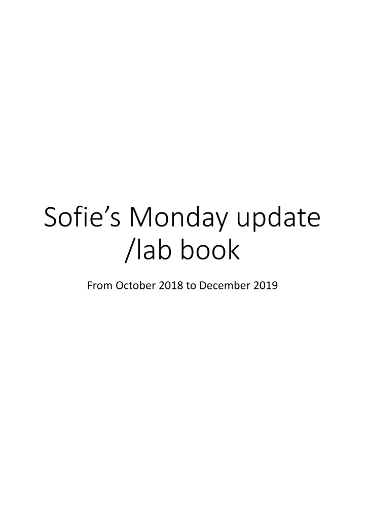 sofie s monday update lab book