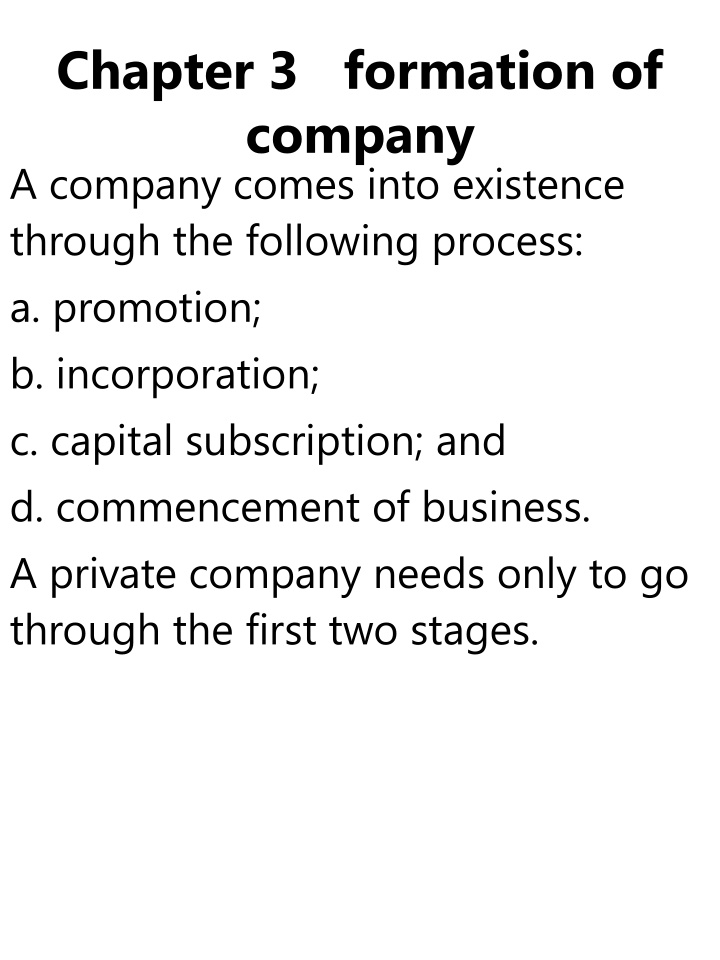 chapter 3 formation of company a company comes