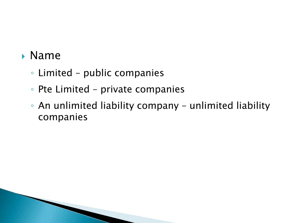 name limited public companies pte limited private