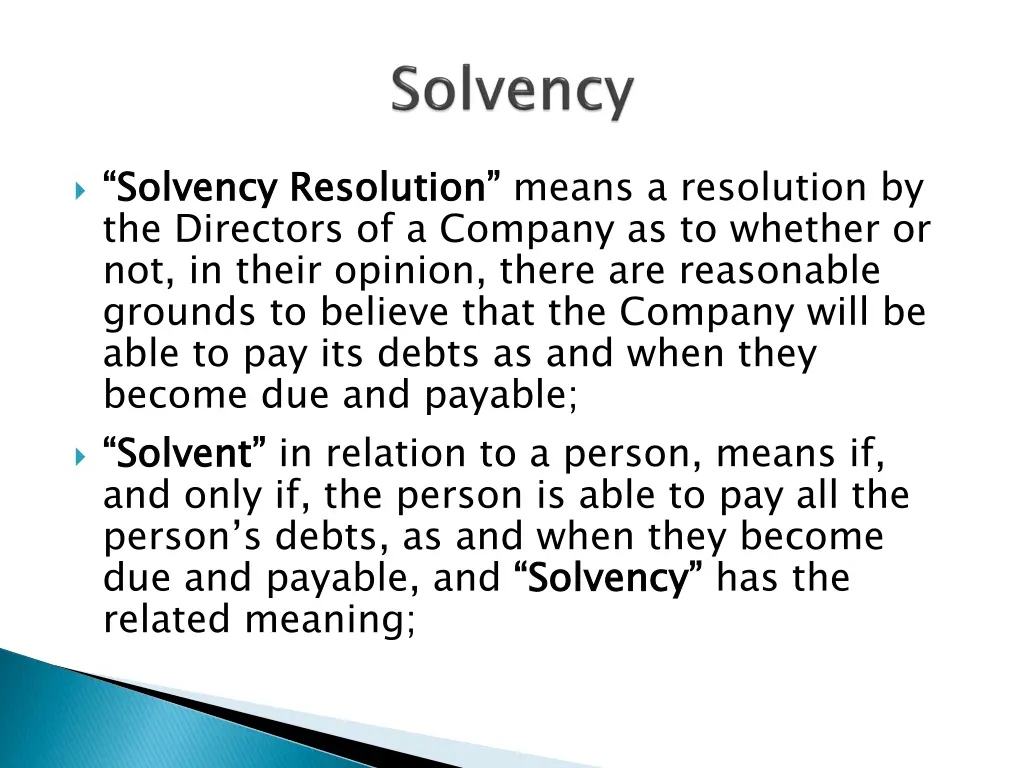 solvency resolution the directors of a company