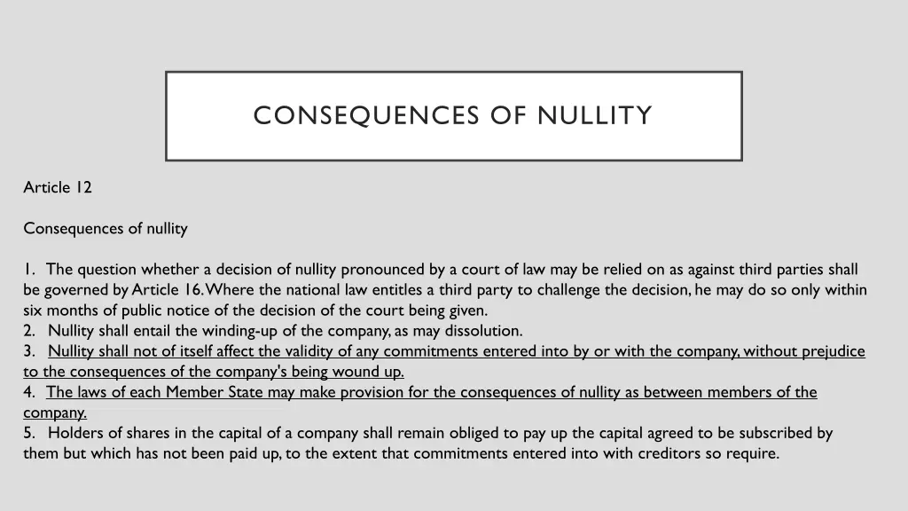 consequences of nullity