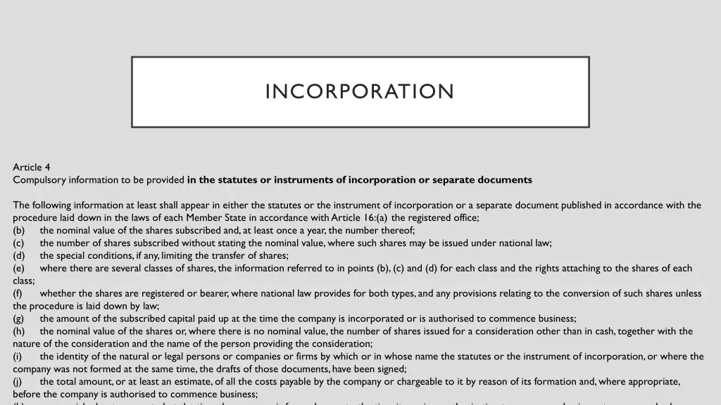 incorporation