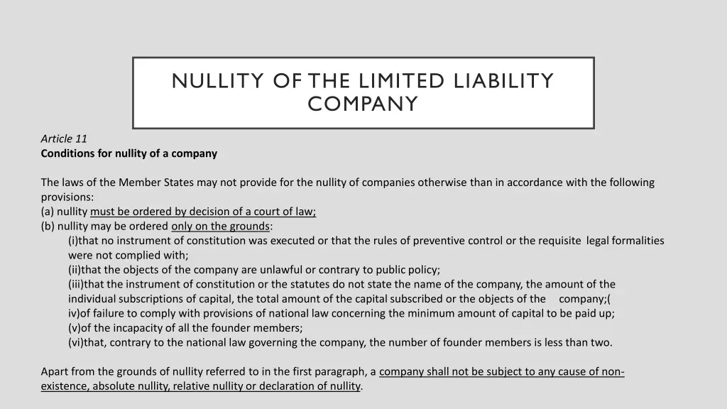 nullity of the limited liability company