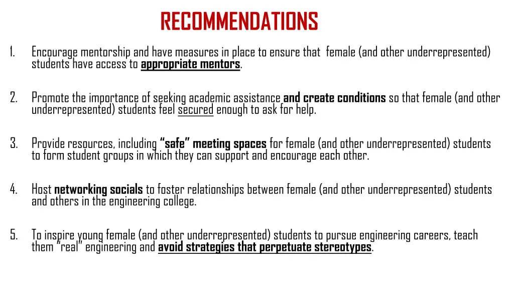 recommendations