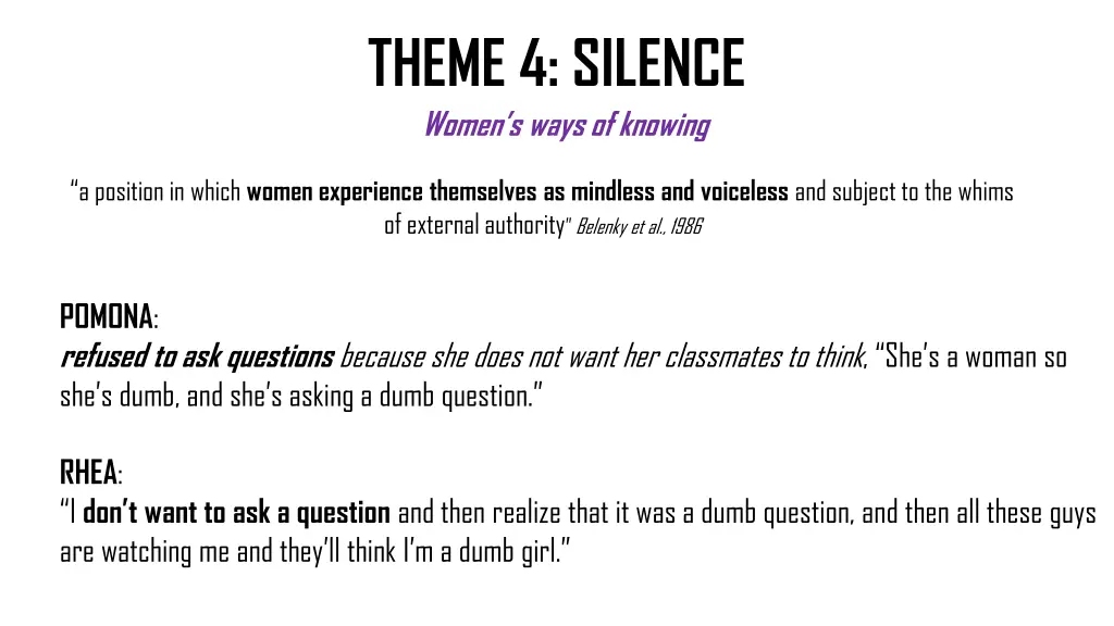 theme 4 silence women s ways of knowing