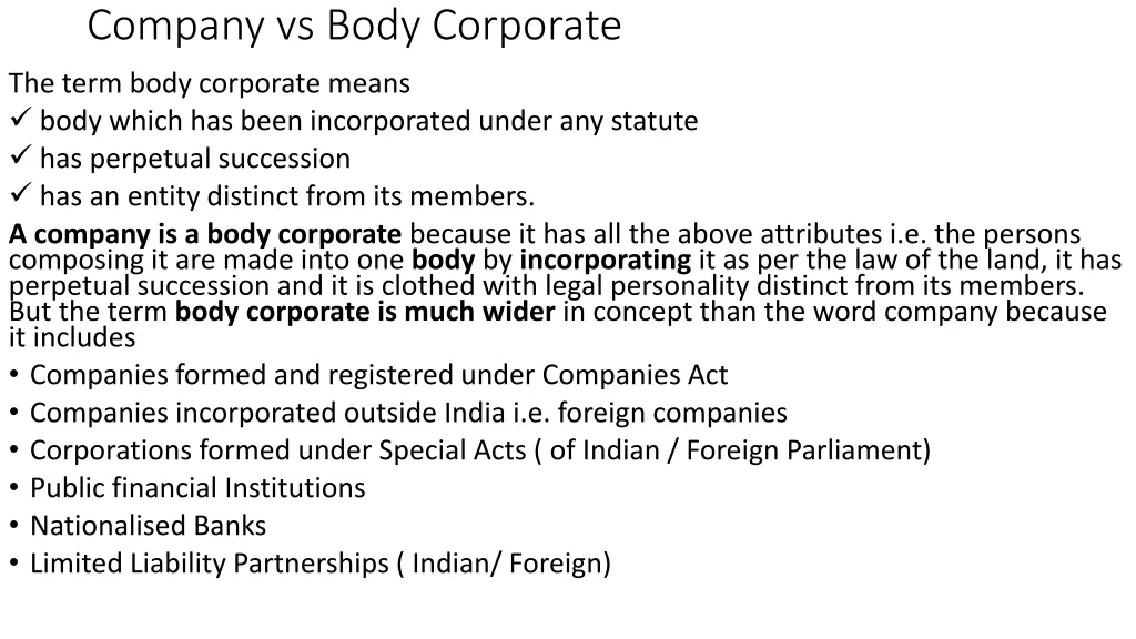 company vs body corporate