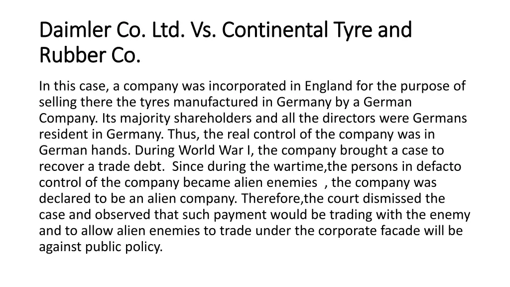 daimler co ltd vs continental daimler