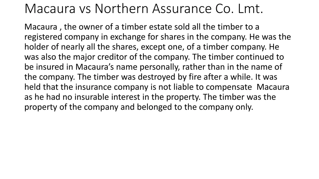 macaura vs northern assurance co lmt