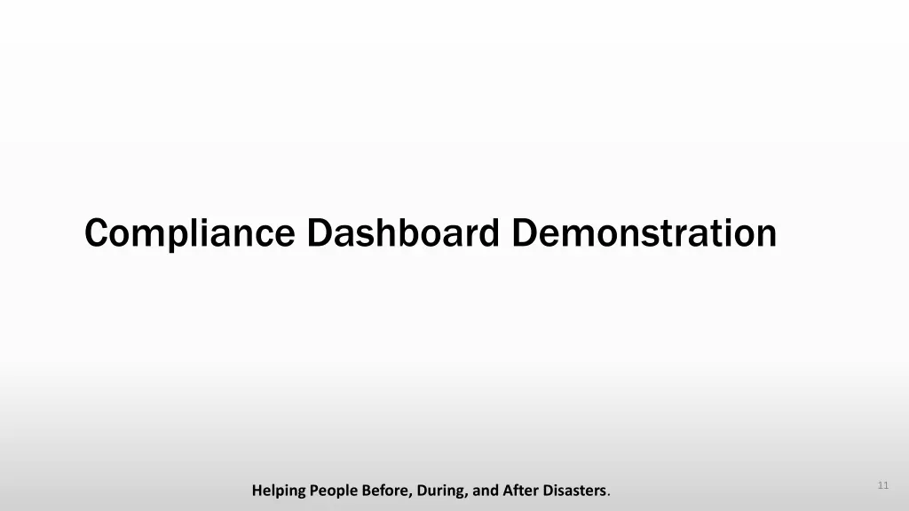 compliance dashboard demonstration