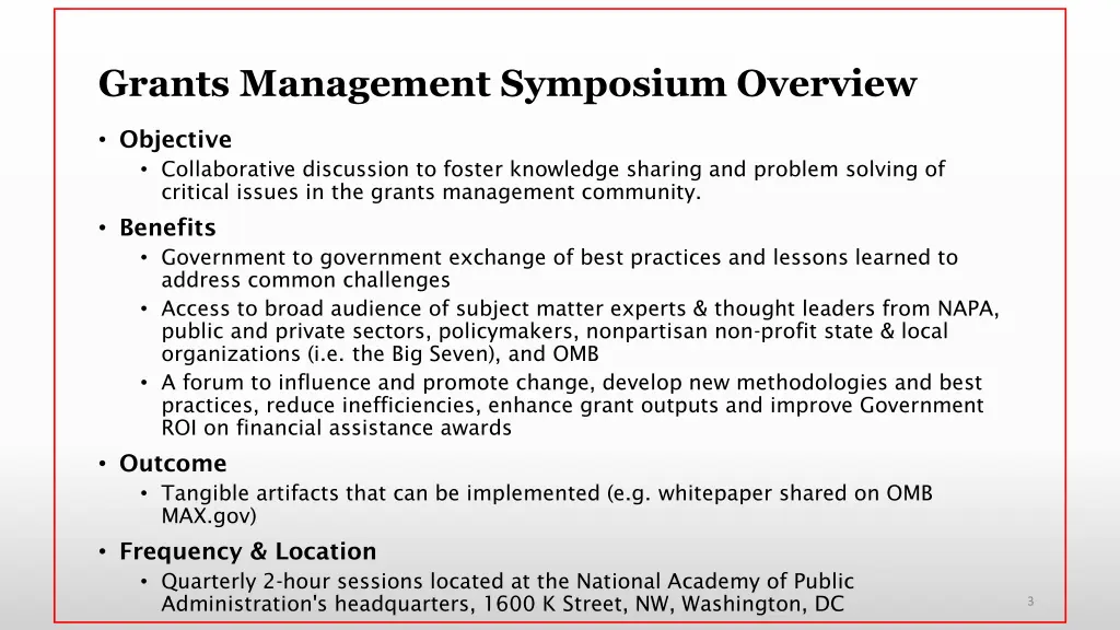 grants management symposium overview