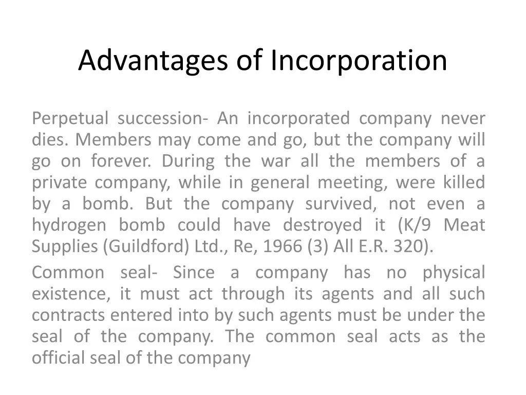 advantages of incorporation 1