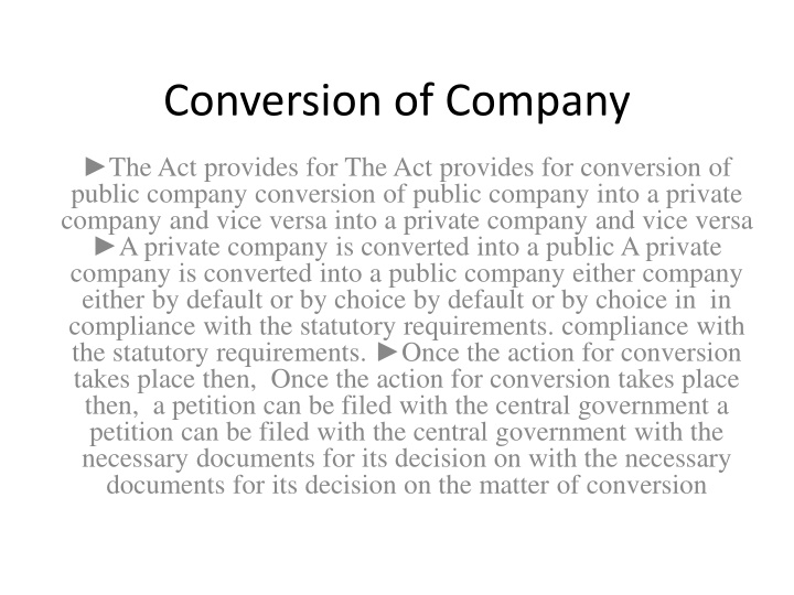 conversion of company