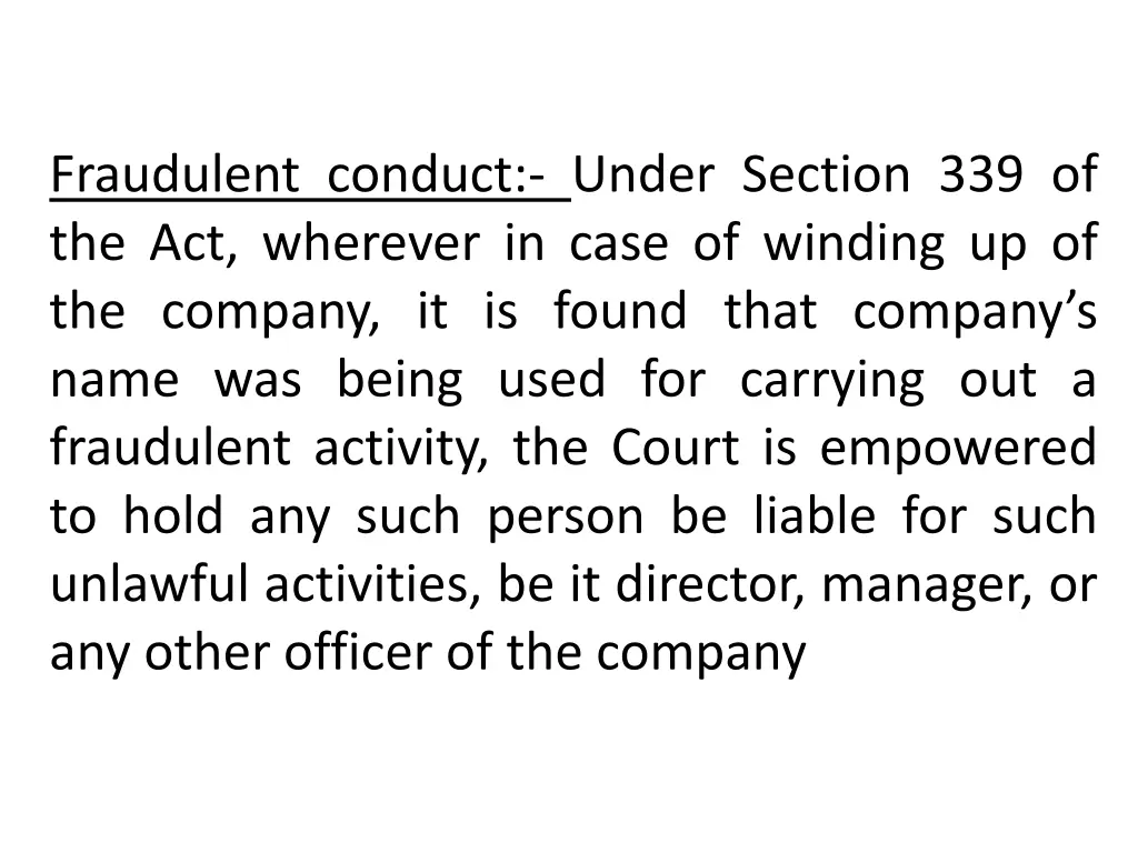 fraudulent conduct under section