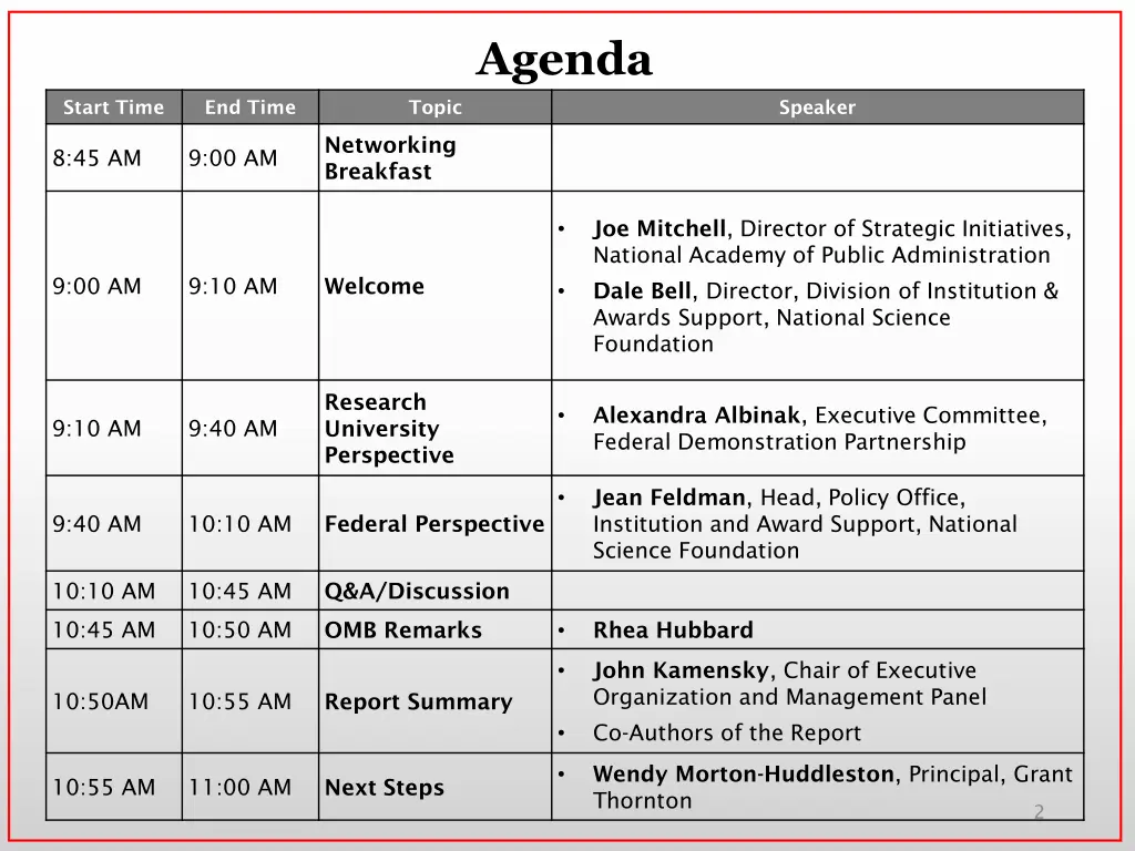 agenda