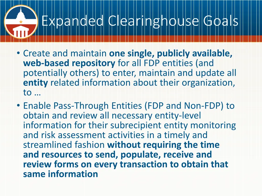 expanded clearinghouse goals