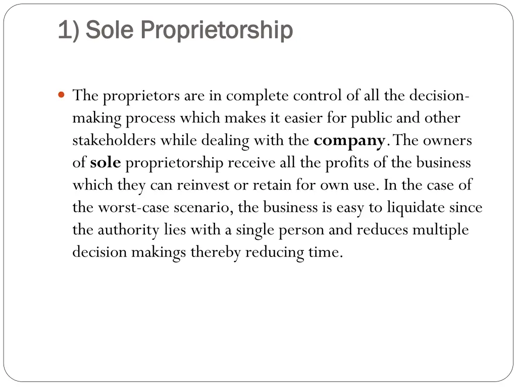 1 sole proprietorship 1 sole proprietorship 1