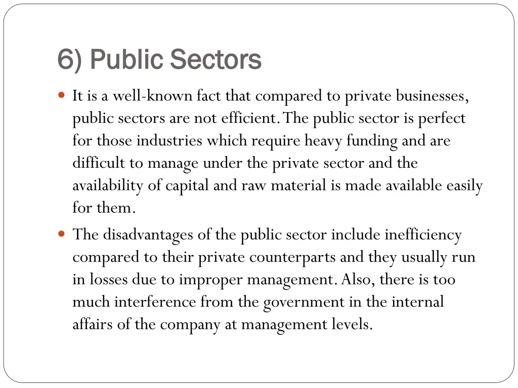 6 public sectors 6 public sectors 1