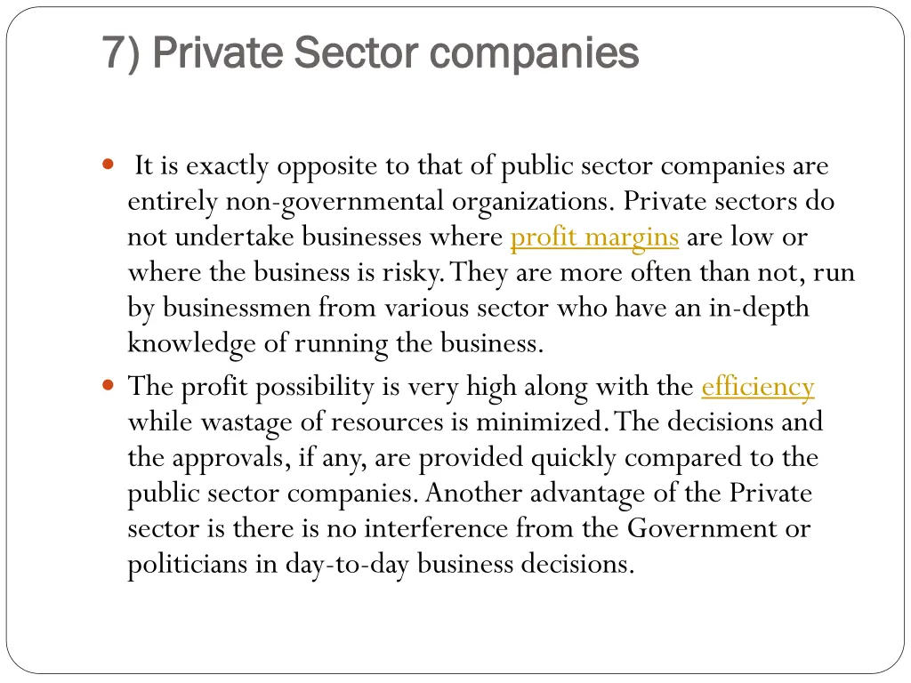 7 private sector companies 7 private sector