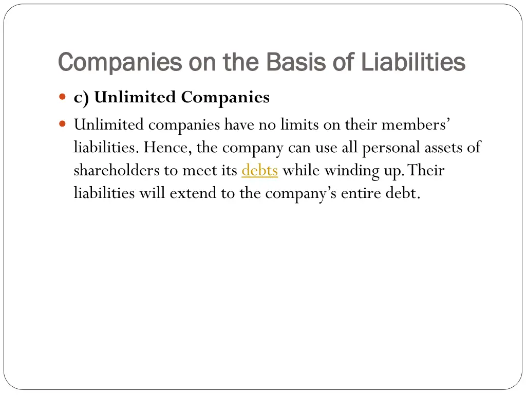 companies on the basis of liabilities companies 1