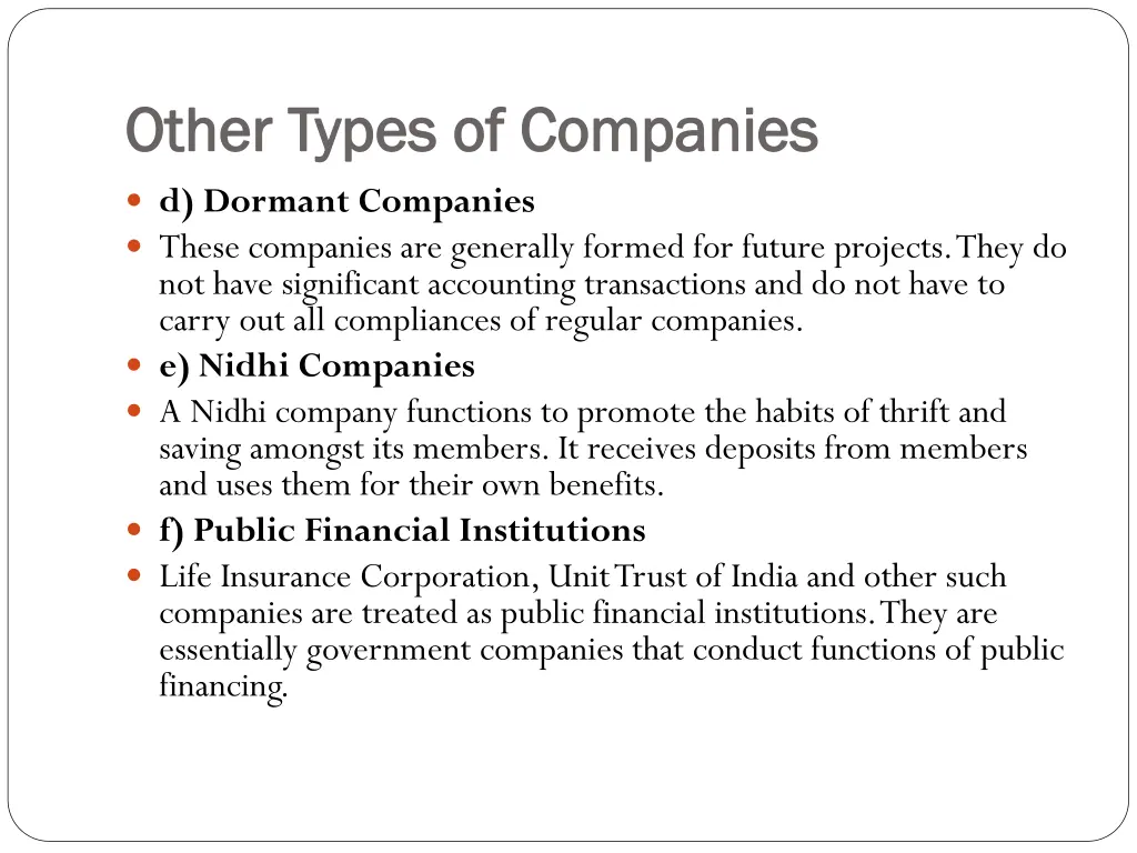 other types of companies other types of companies 1