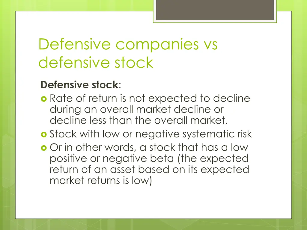 defensive companies vs defensive stock 1