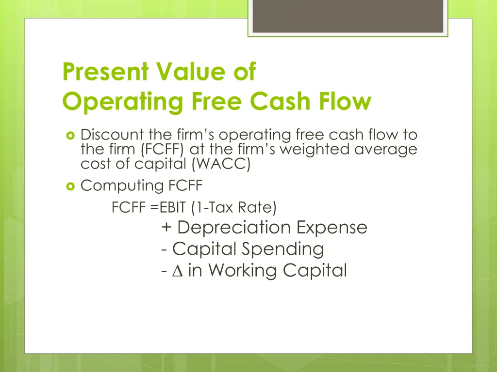 present value of operating free cash flow